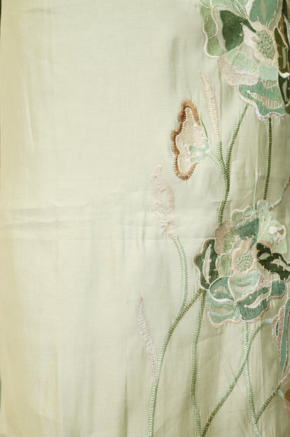 Green Muslin Suit with Embroidery