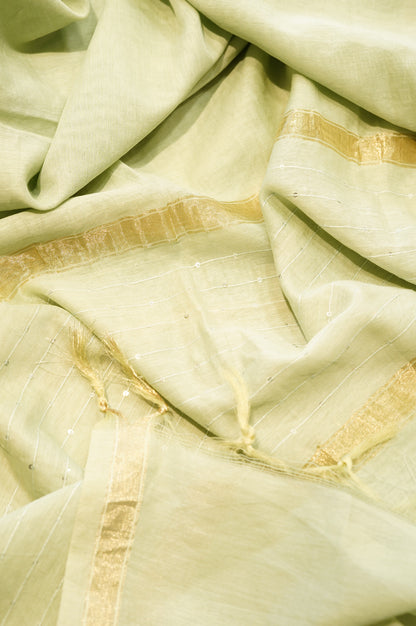 Green Muslin Suit with Embroidery