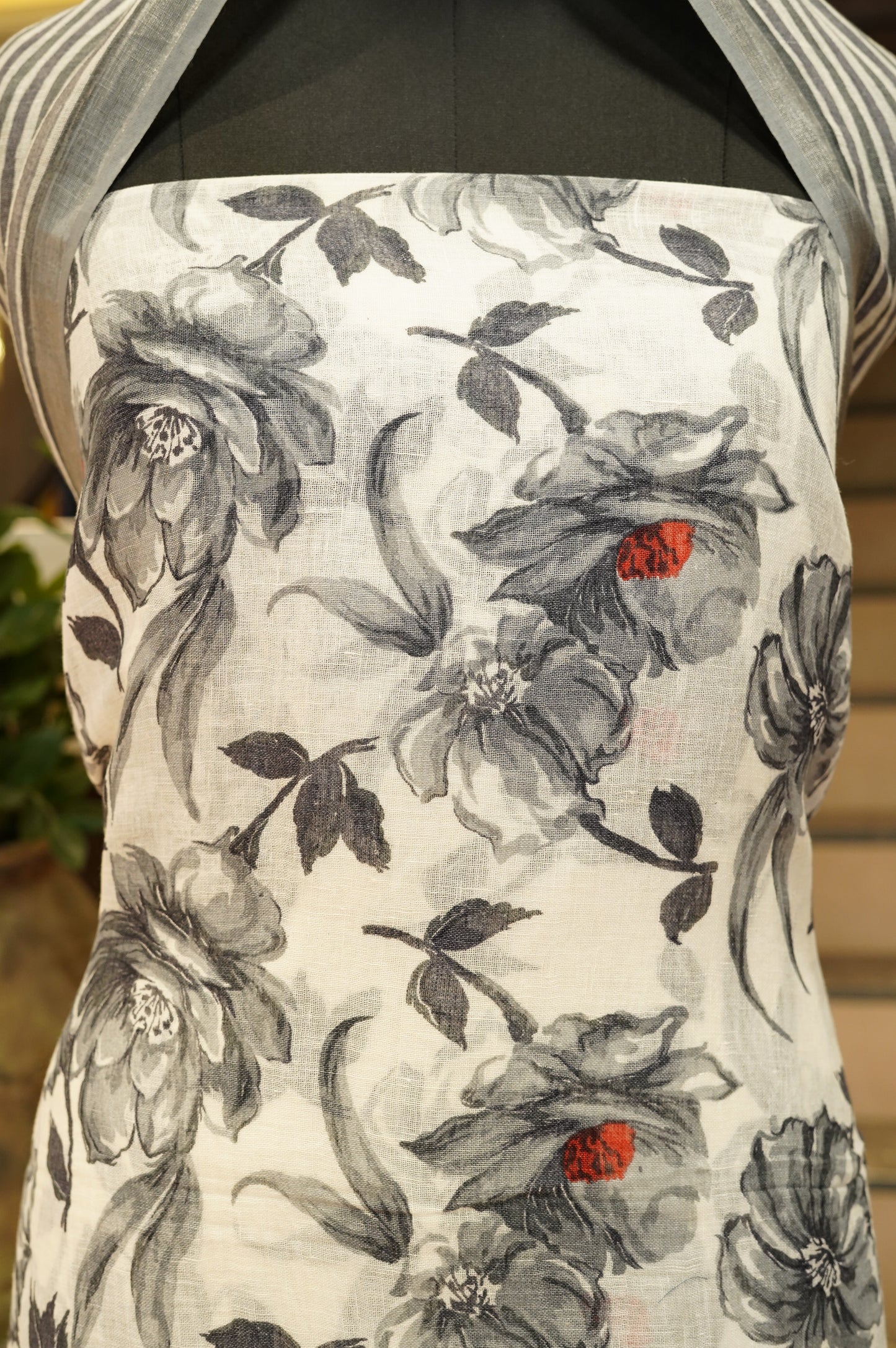 Off White Pure Linen Floral Printed Suit