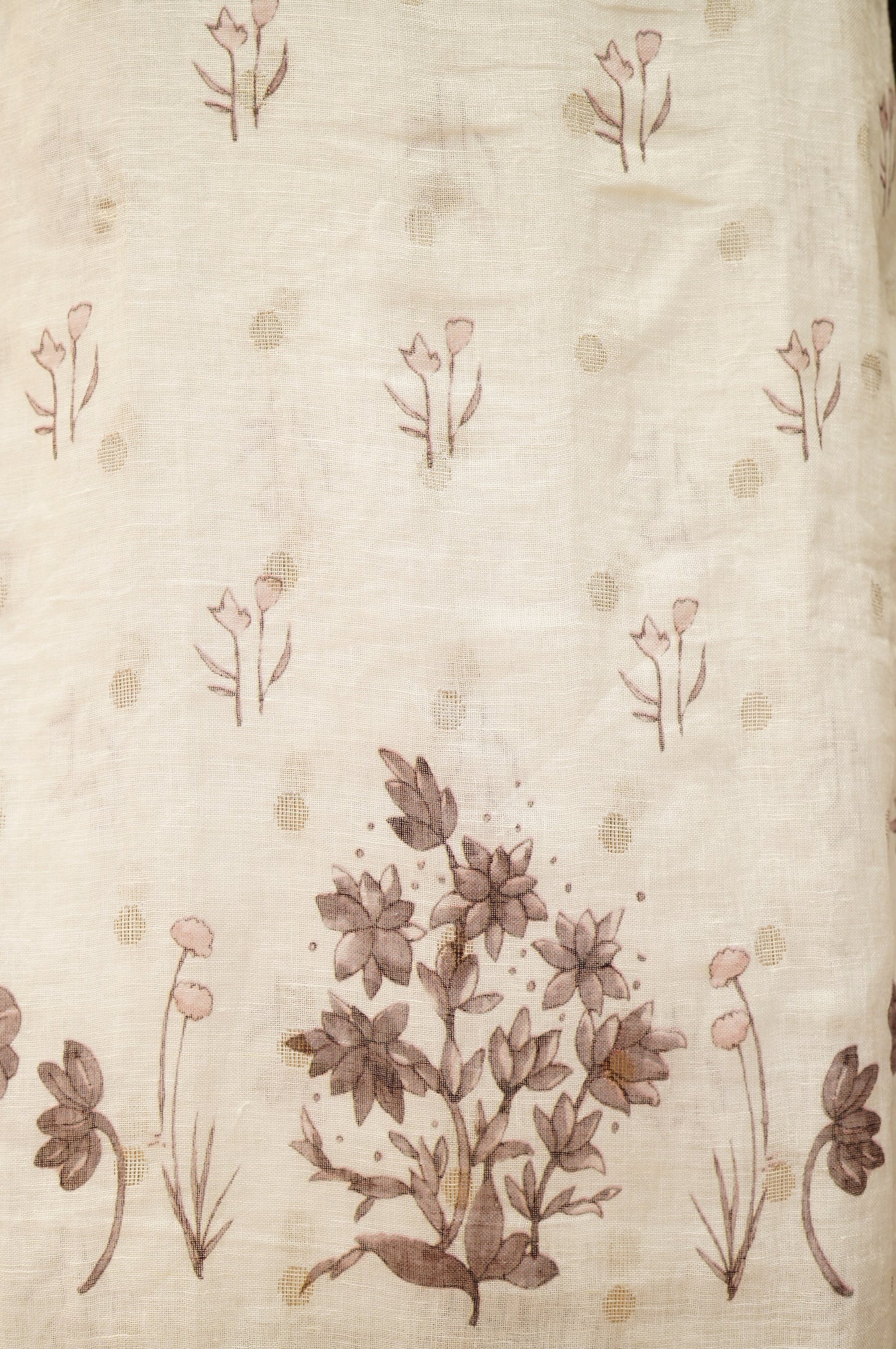 Off White Pure Linen Jaquard Printed Suit