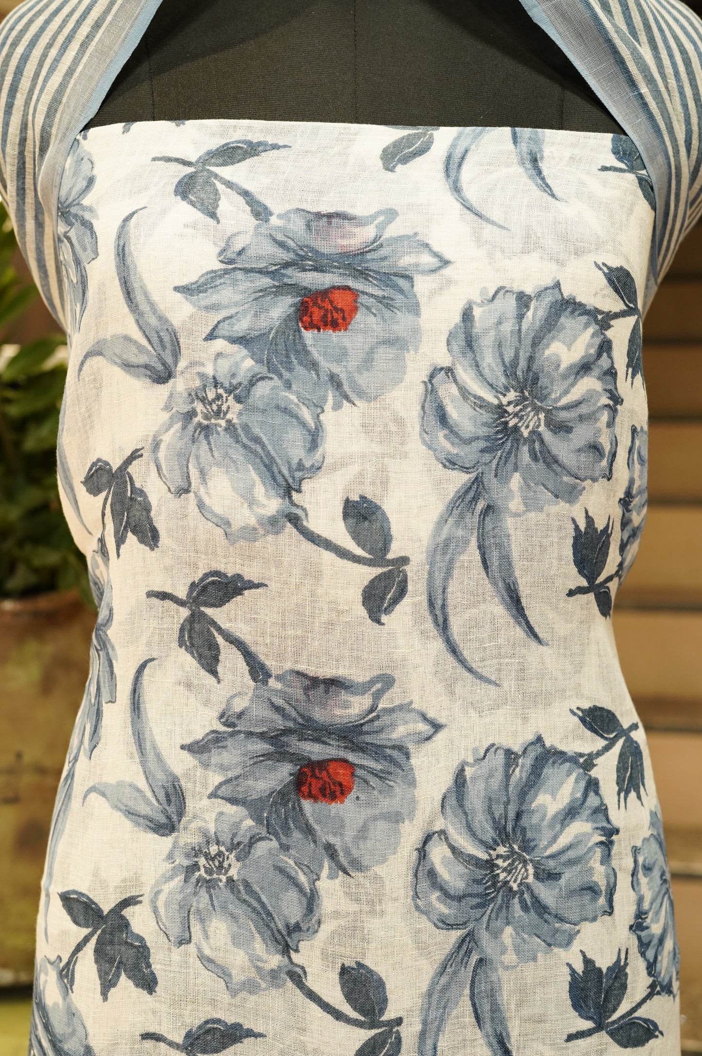 Off White Pure Linen Floral Printed Suit