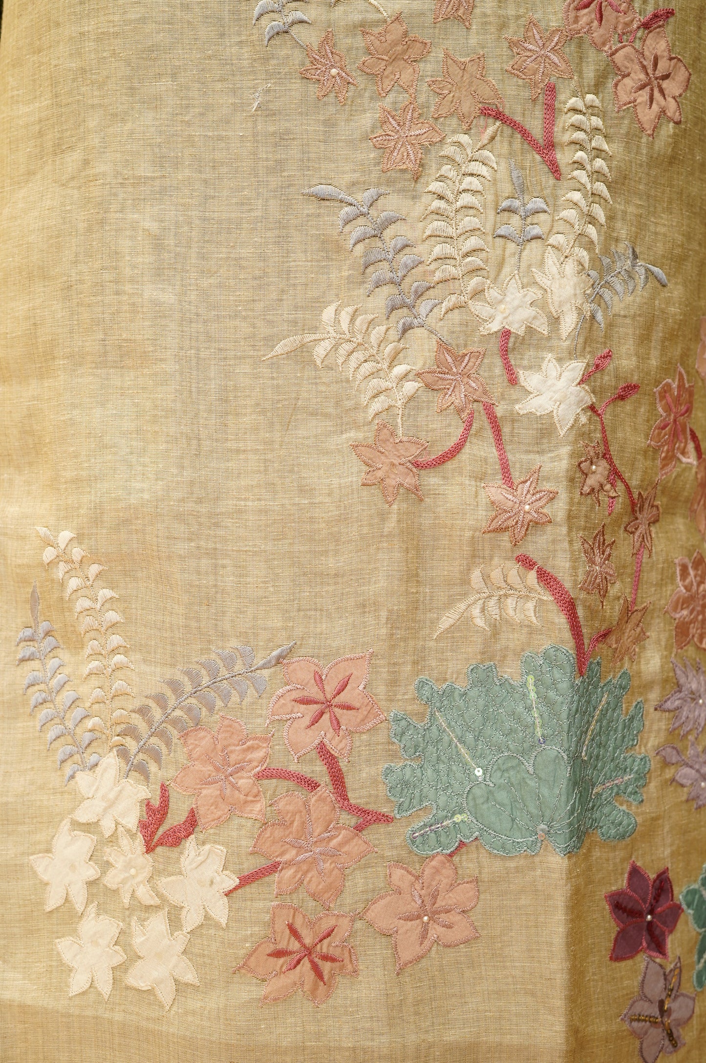 Beige Khadi Chanderi Suit with Applique Work