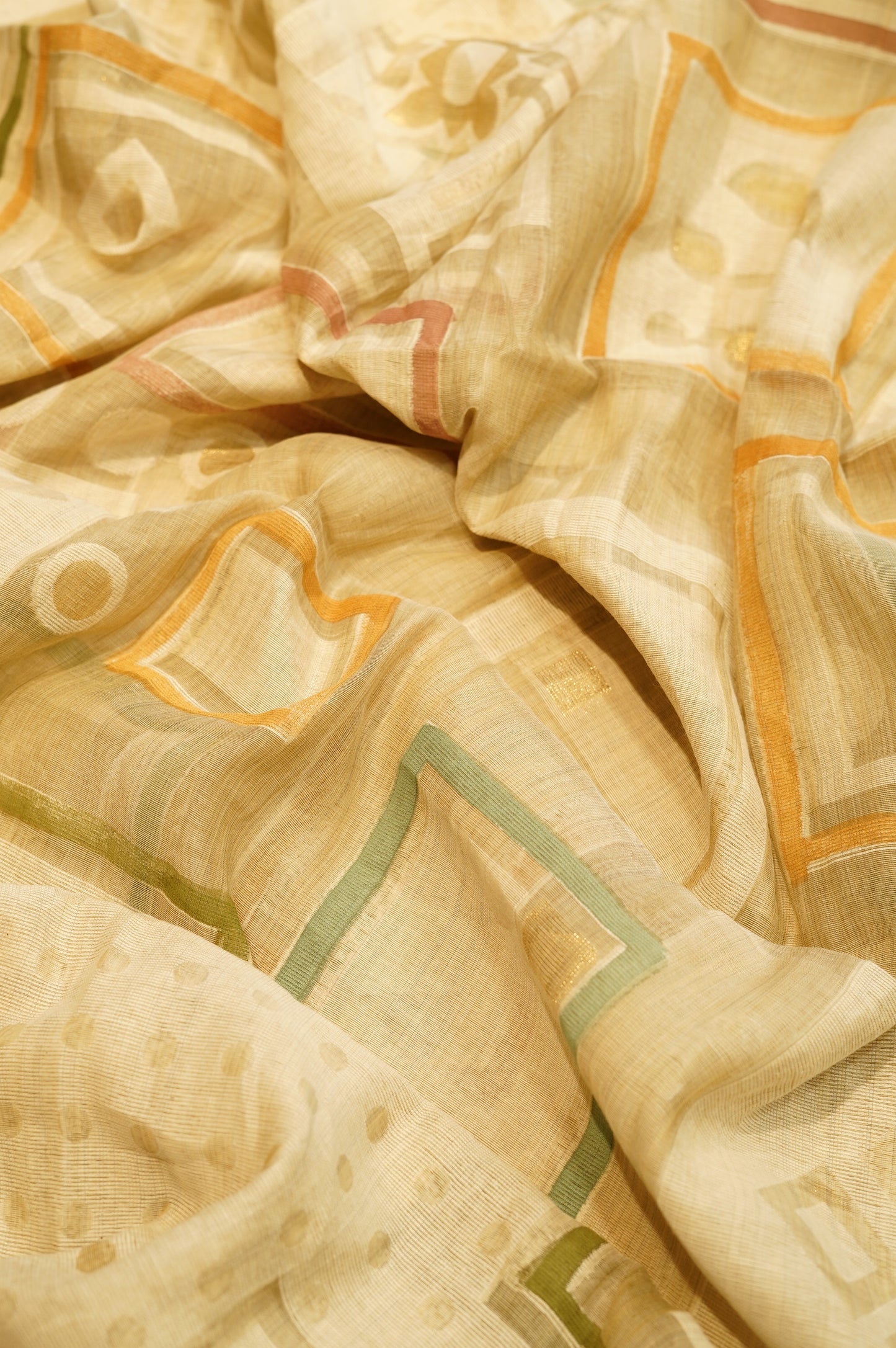 Beige Khadi Chanderi Suit with Embroidered