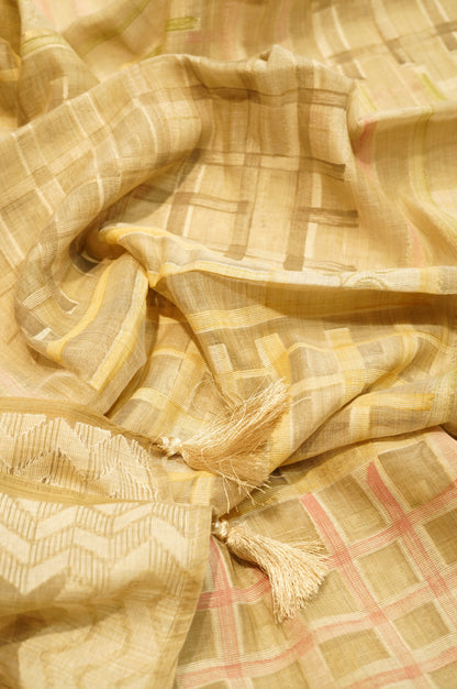 Beige Khadi Chanderi Suit with Embroidery