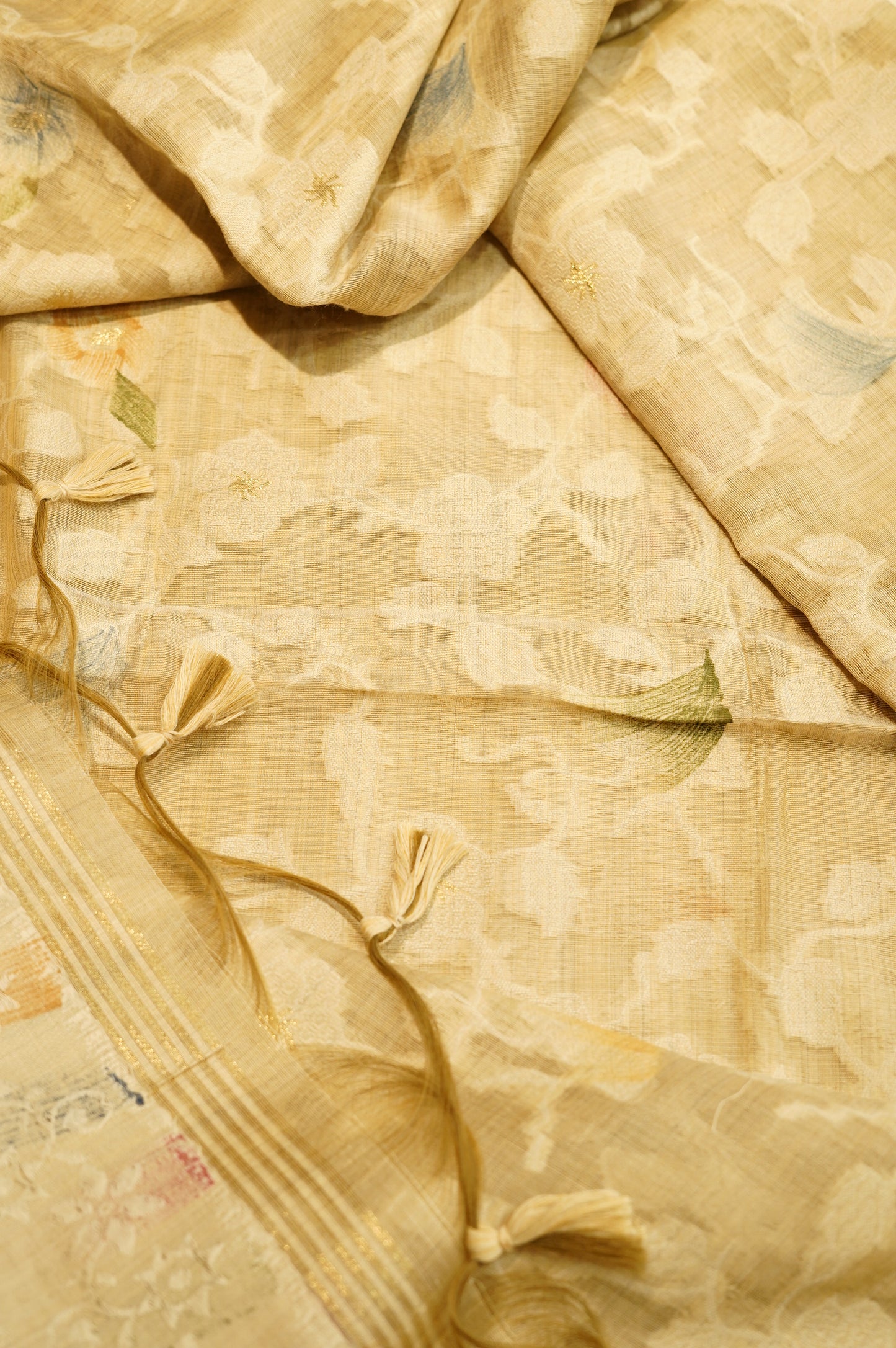 Beige Khadi Chanderi Suit with Embroidery