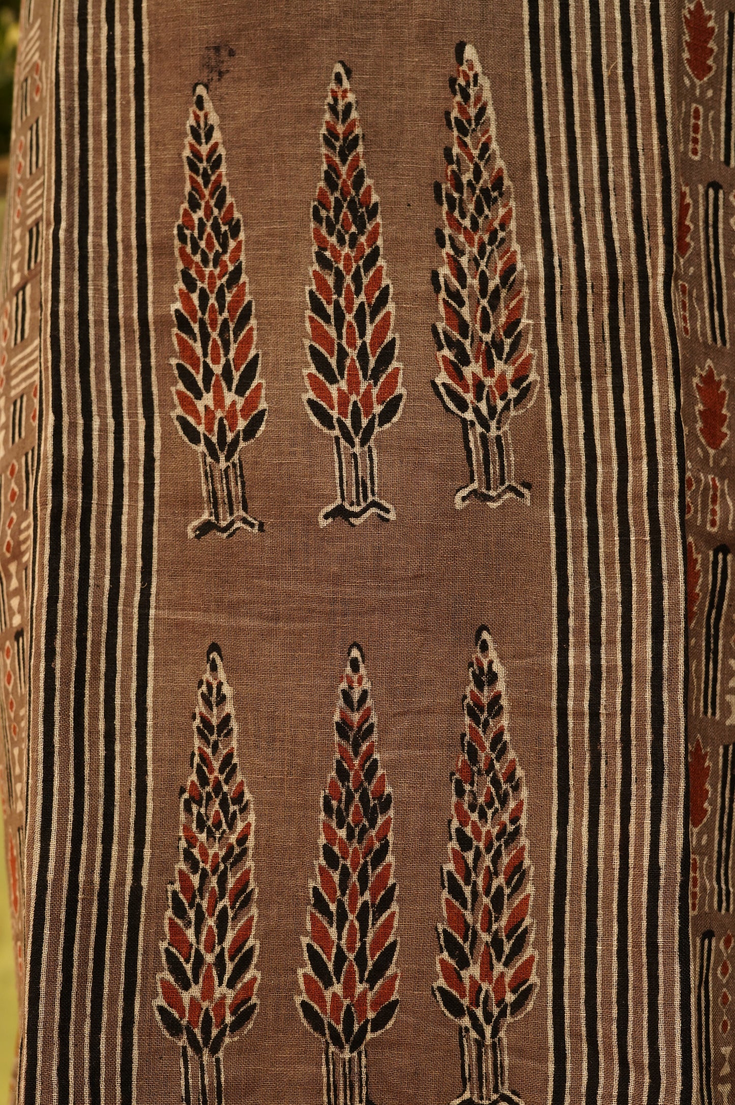 Brown Pure Linen Ajrakh Suit