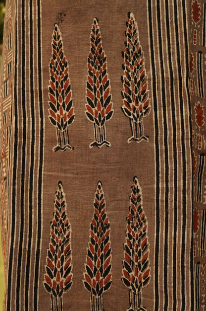 Brown Pure Linen Ajrakh Suit