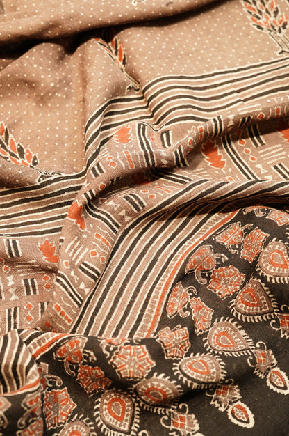 Brown Pure Linen Ajrakh Suit