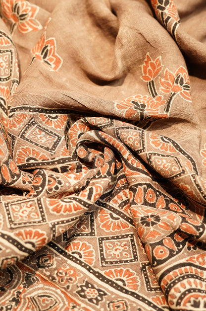 Brown Pure Linen Ajrakh Suit