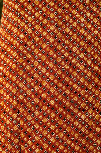 Red Rayon Linen Printed Suit