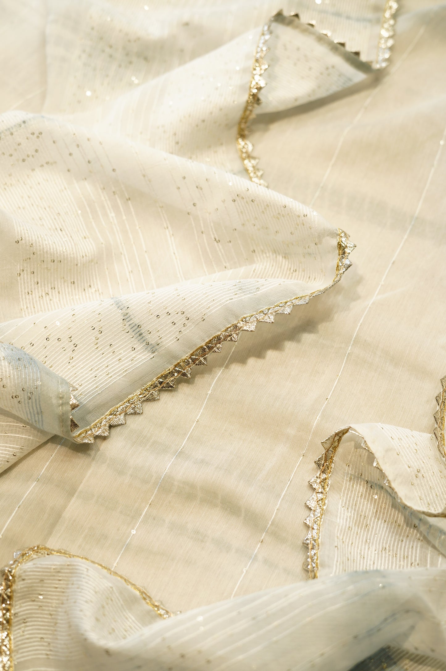 Blue Mul Chanderi Suit with Foil Applique Embroidery