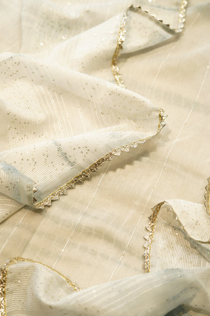 Blue Mul Chanderi Suit with Foil Applique Embroidery