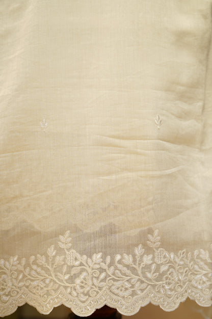 Cream Mul Chanderi Suit with Embroidery