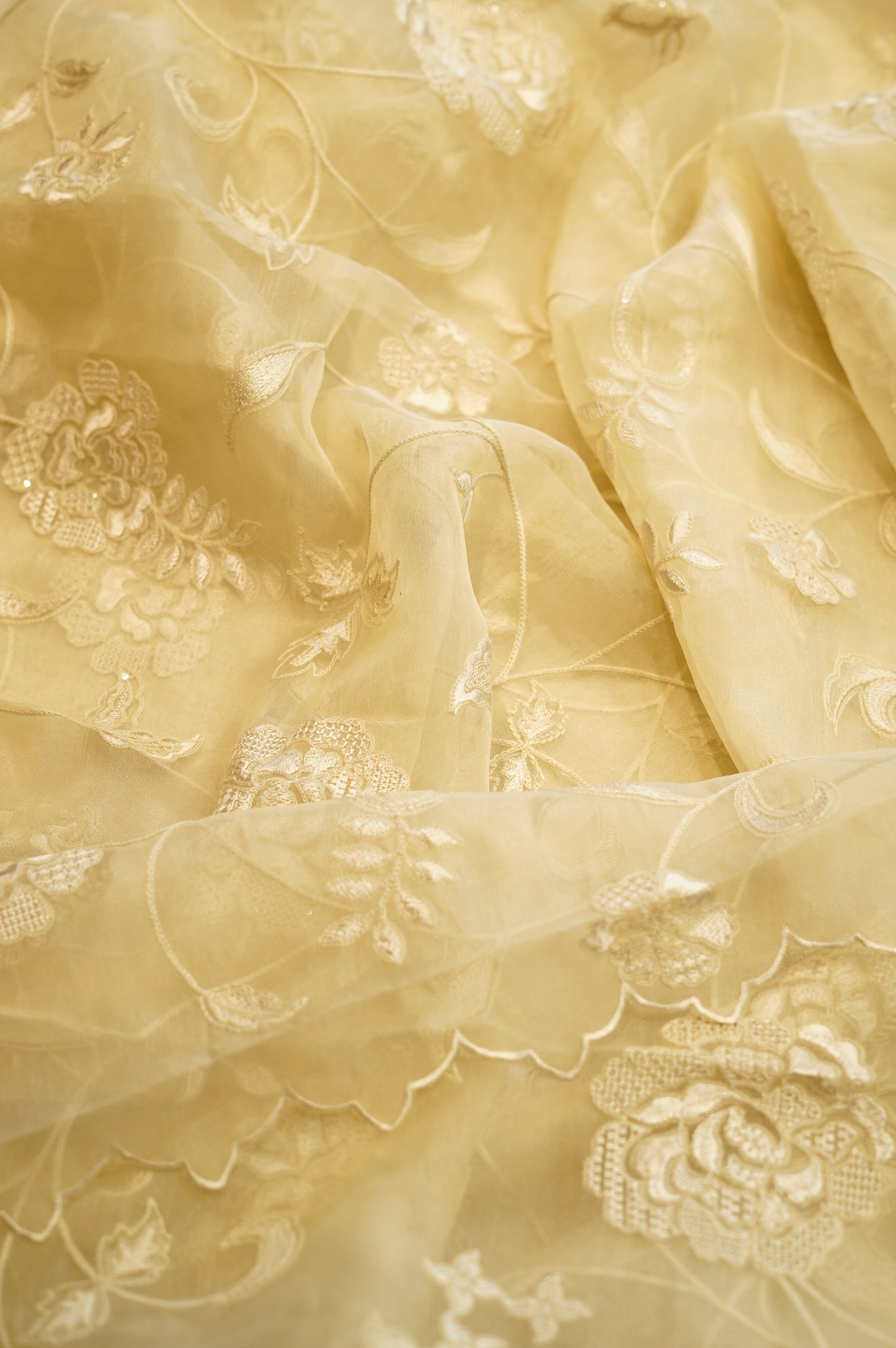 Cream Mul Chanderi Suit with Embroidery