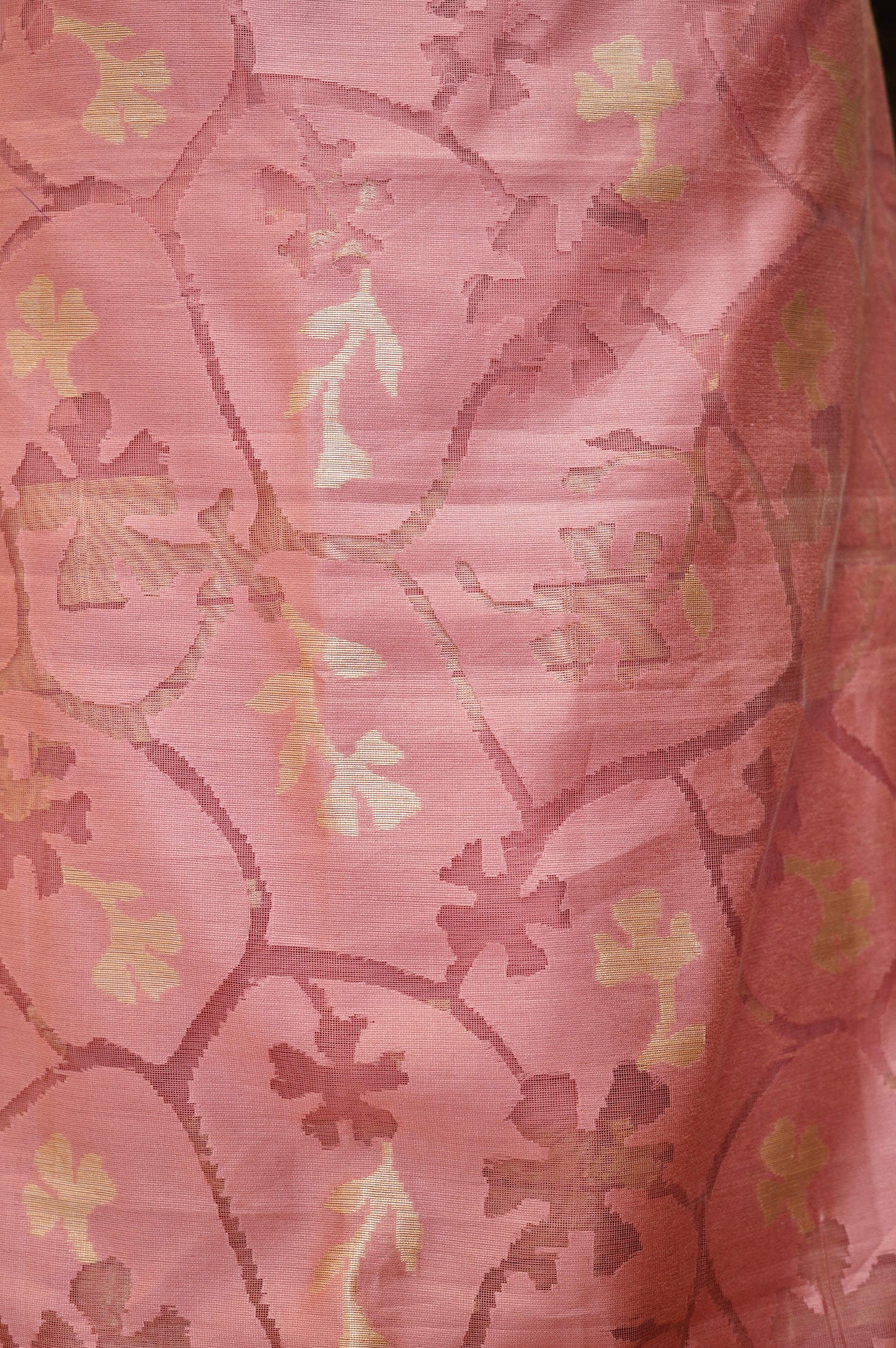 Pink Pure Tussar Silk Jamdani Suit