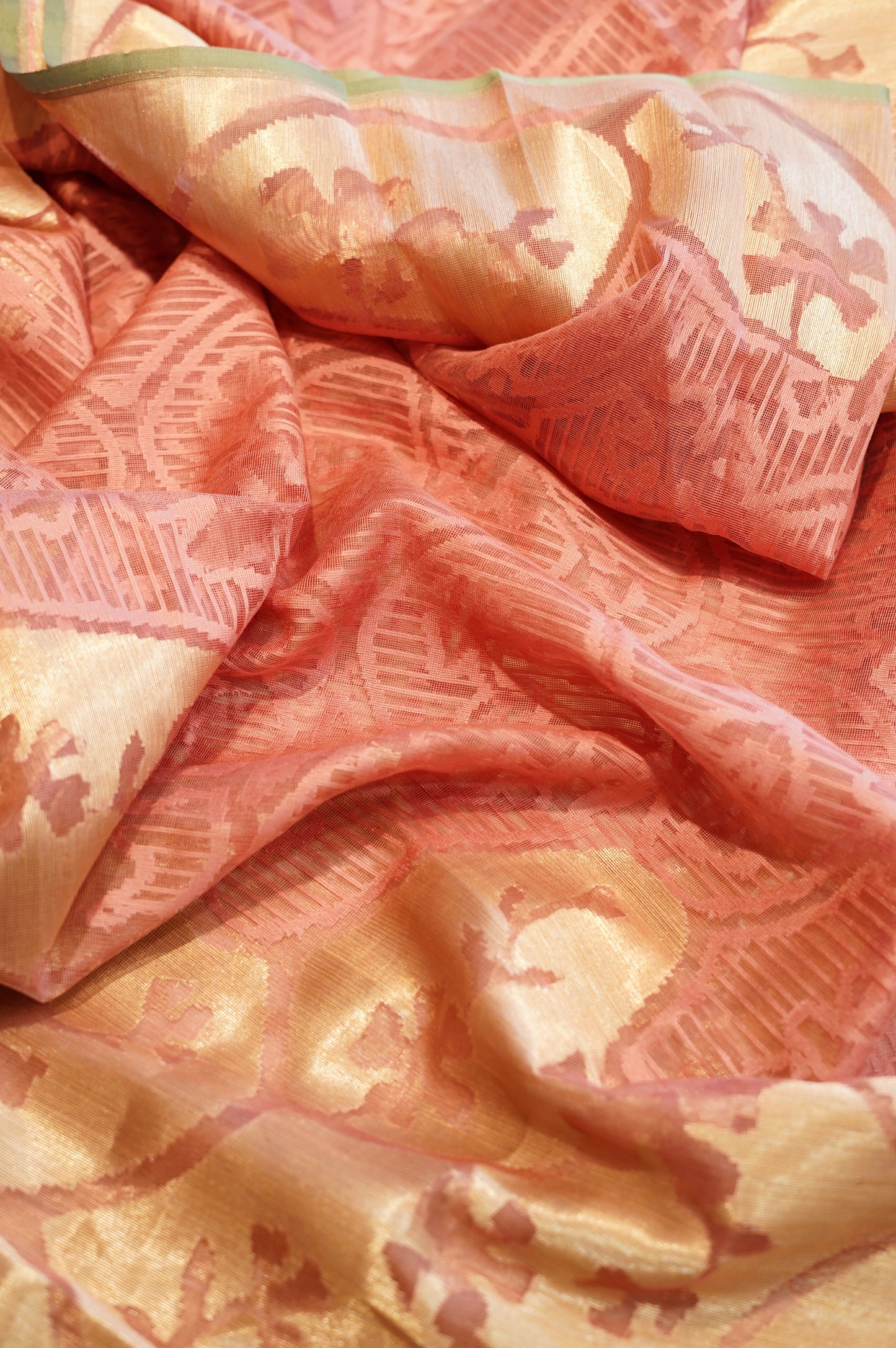 Pink Pure Tussar Silk Jamdani Suit