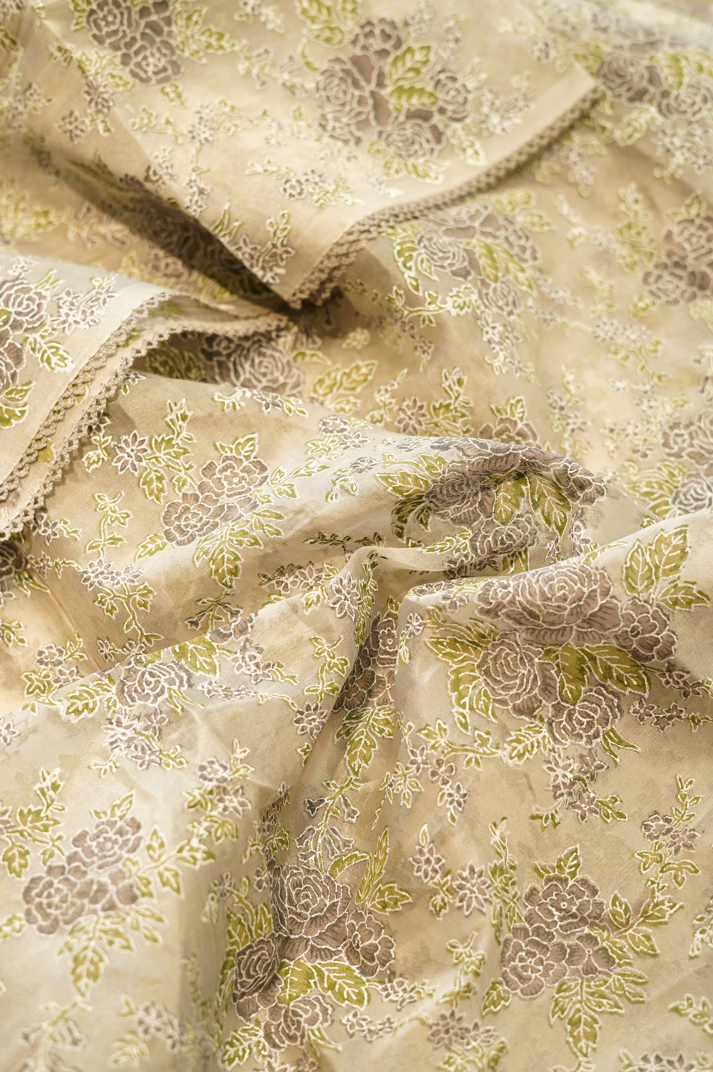 Grey Pure Muga Silk Suit with Embroidery