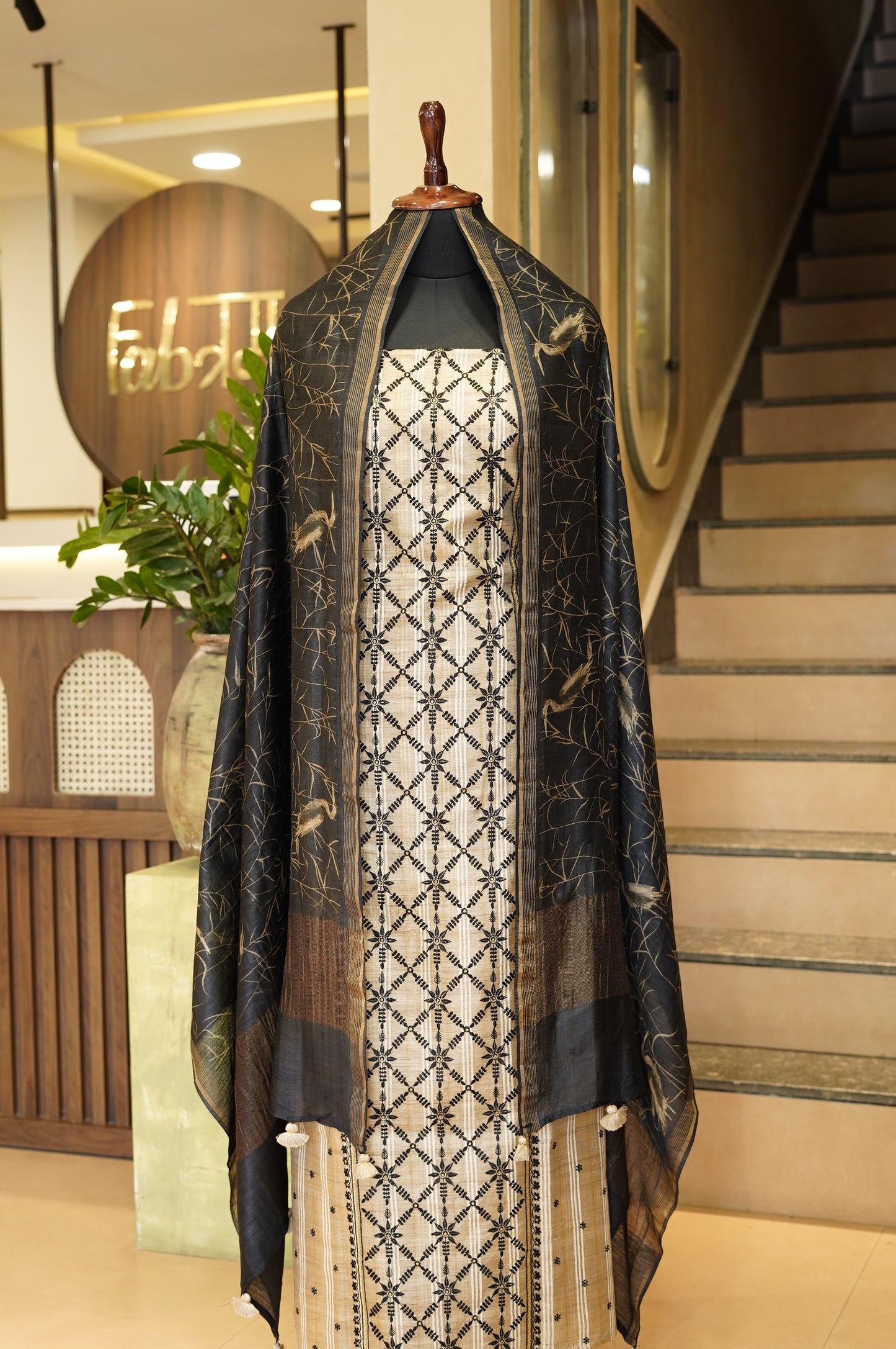 Beigh Embroidered Pure Matka Silk Suit
