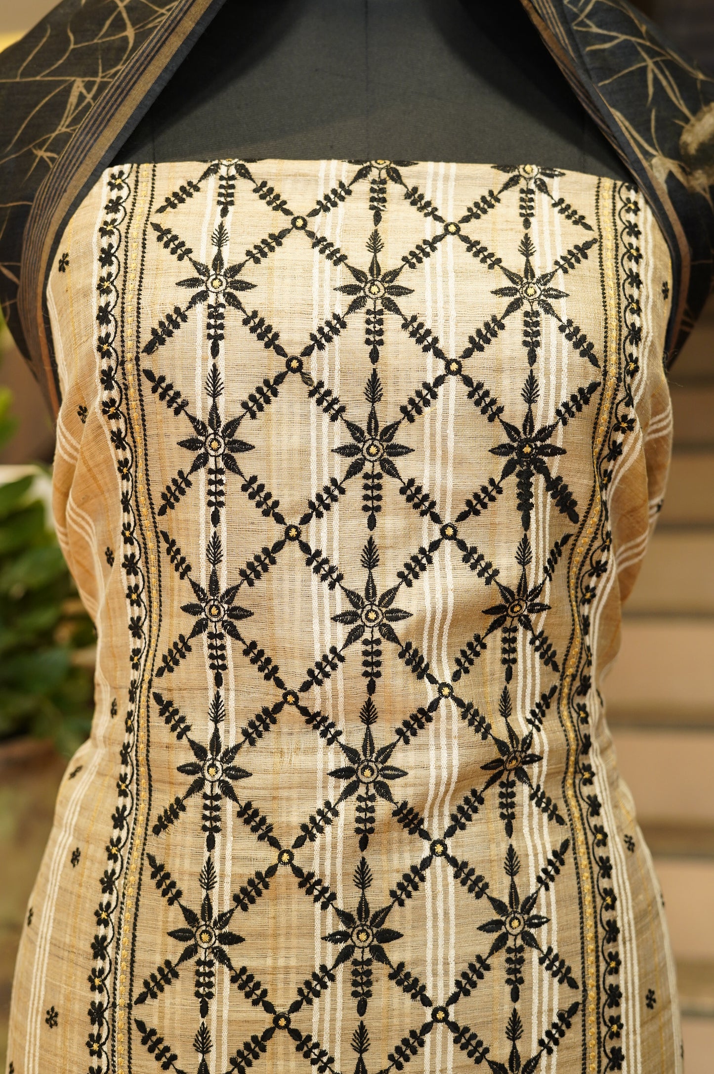 Beigh Embroidered Pure Matka Silk Suit