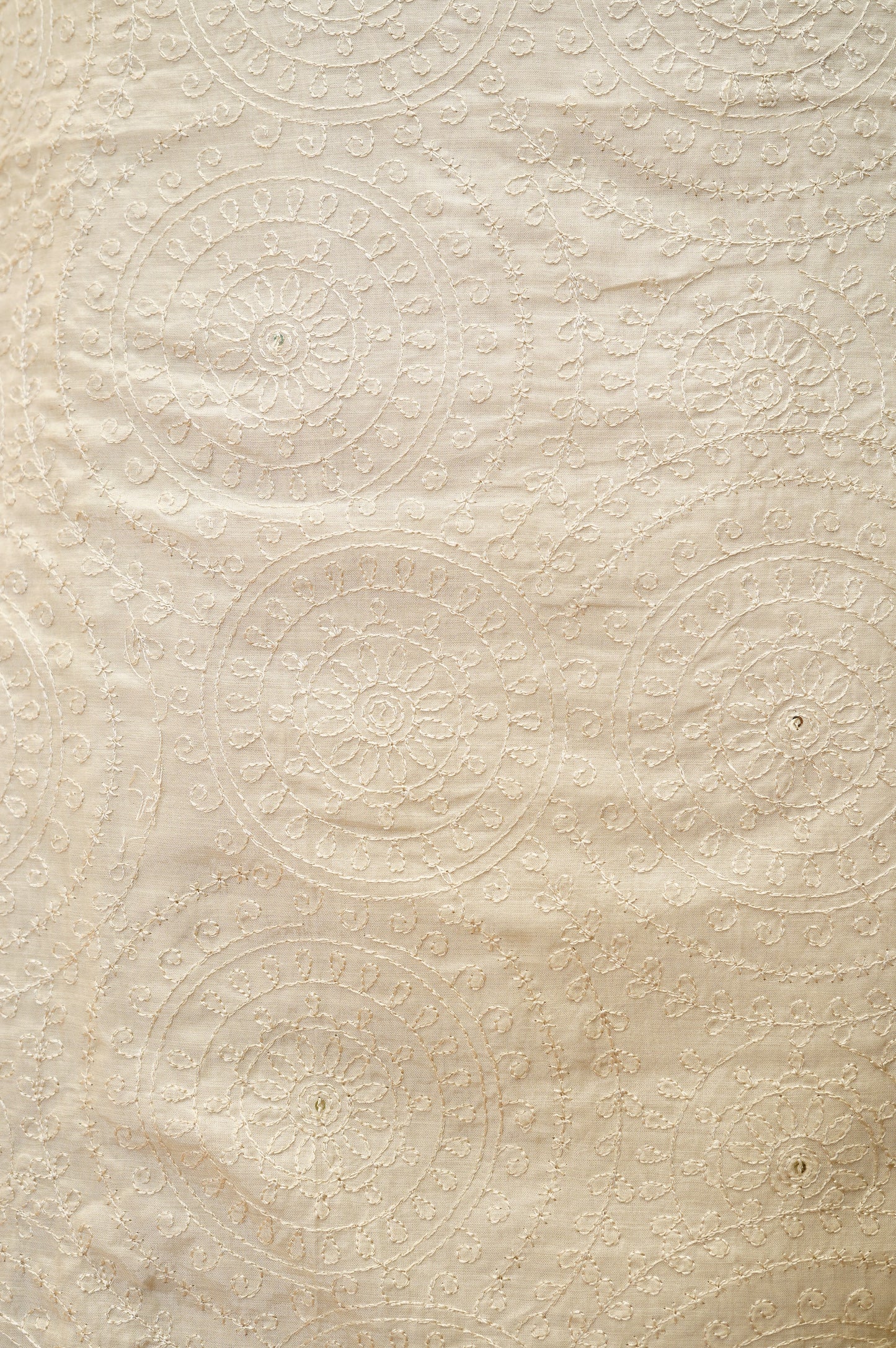 Cream Muslin Embroidered Suit