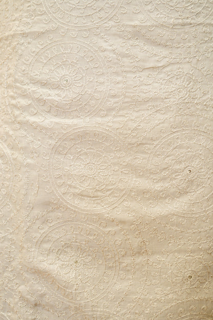 Cream Muslin Embroidered Suit