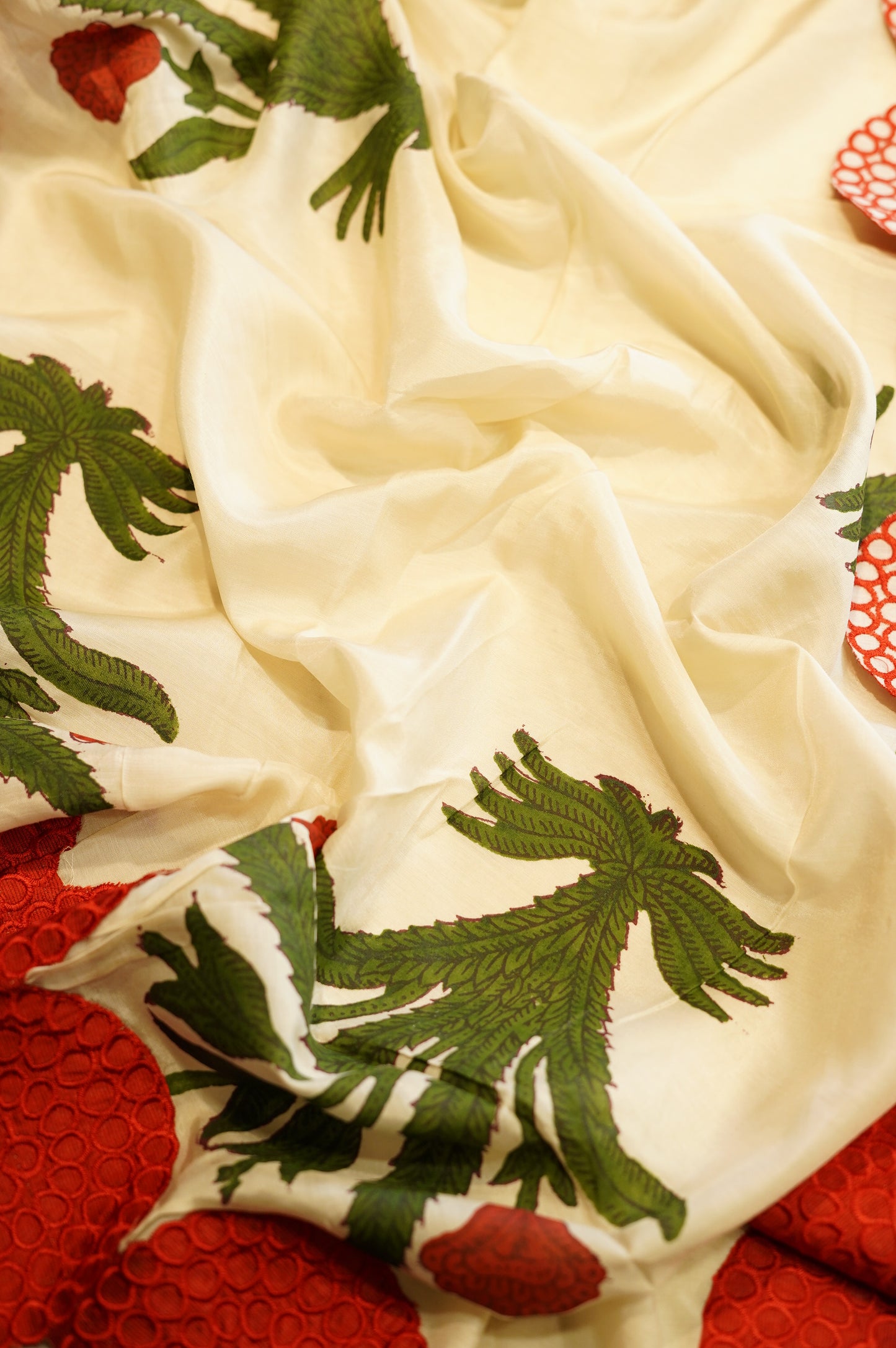 Cream Muslin Embroidered Suit