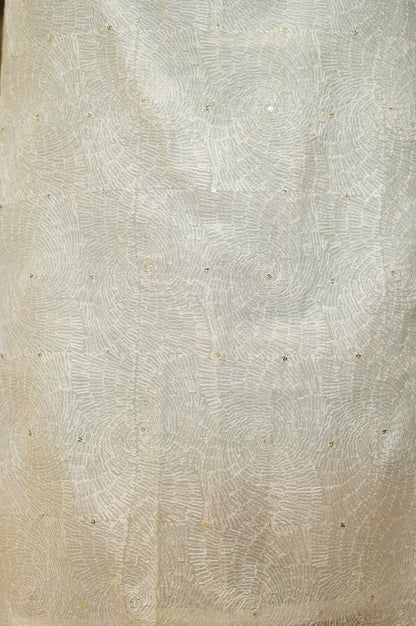 Off White Mul Chanderi Embroidered Suit