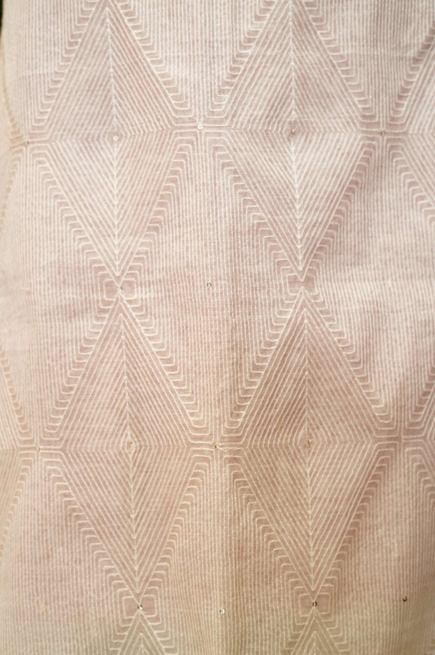 Off White Mul Chanderi Embroidered Suit