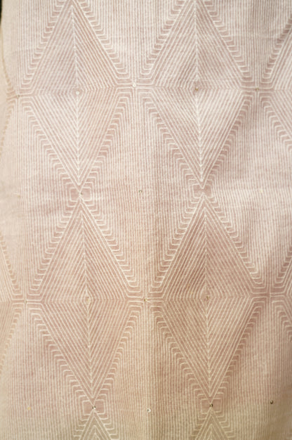 Off White Mul Chanderi Embroidered Suit