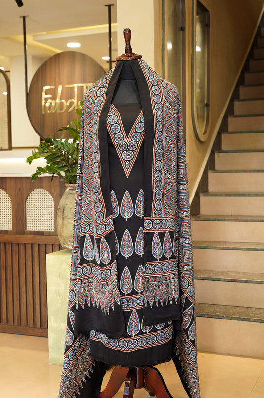 Black Modal Ajrakh Suit