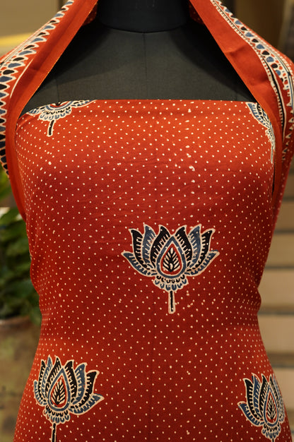 Red Modal Ajrakh Suit