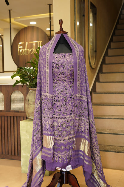 Purple Modal Ajrakh Suit