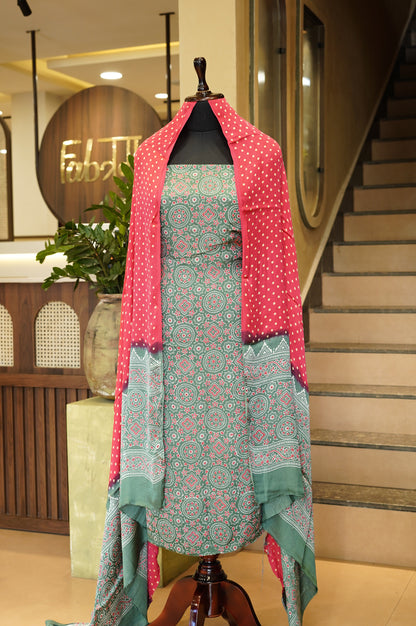 Green Modal Ajrakh Suit