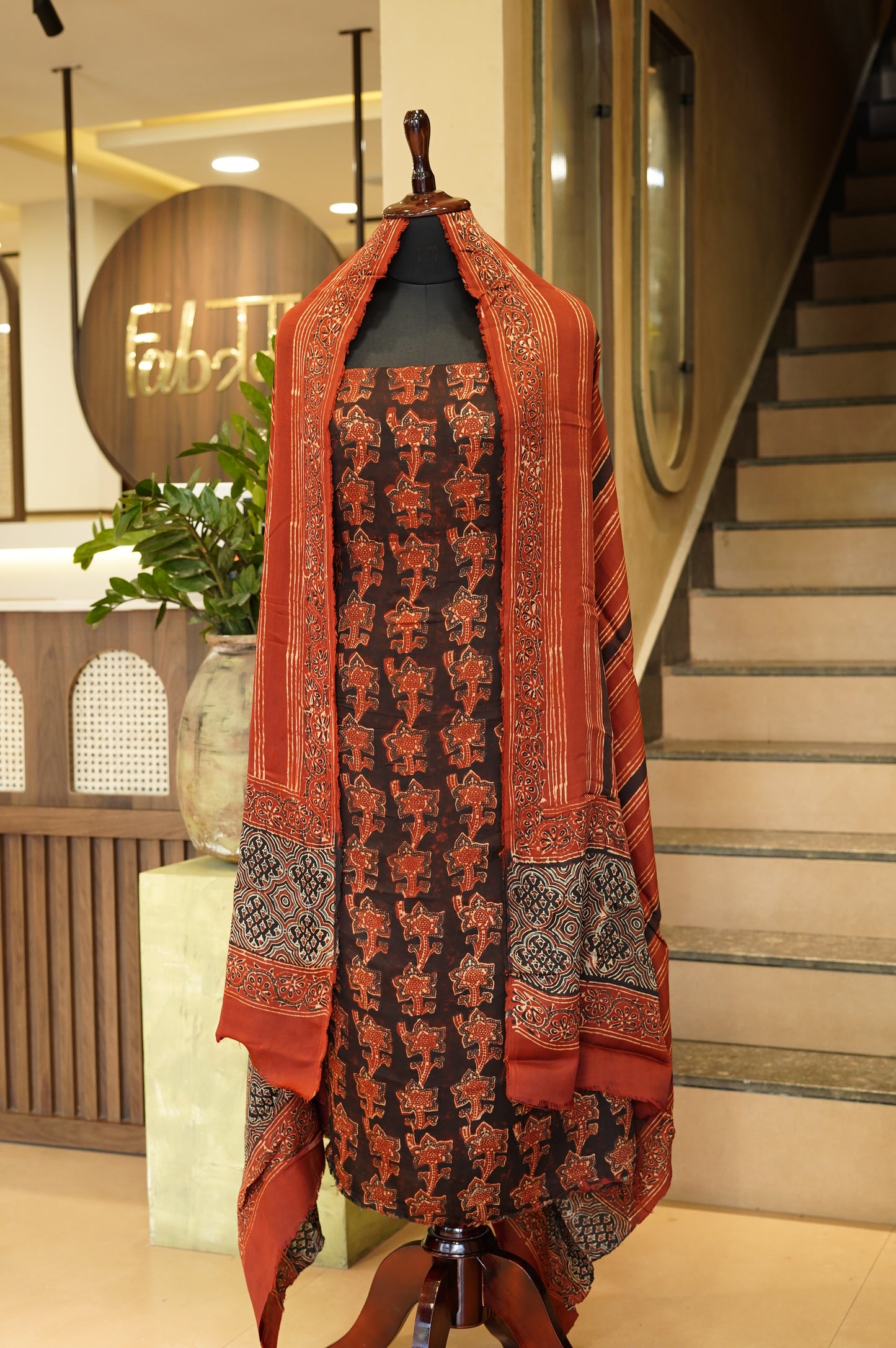 Black Modal Ajrakh Suit