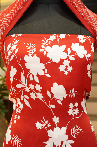 Red Modal Printed Suit