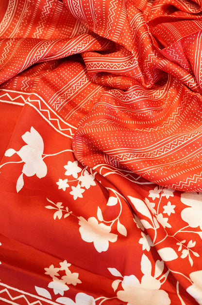 Red Modal Printed Suit