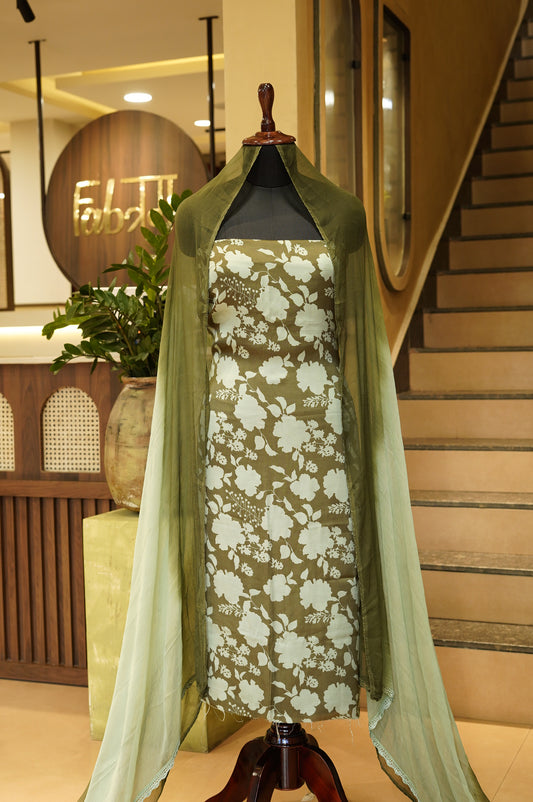 Green Modal Printed Suit