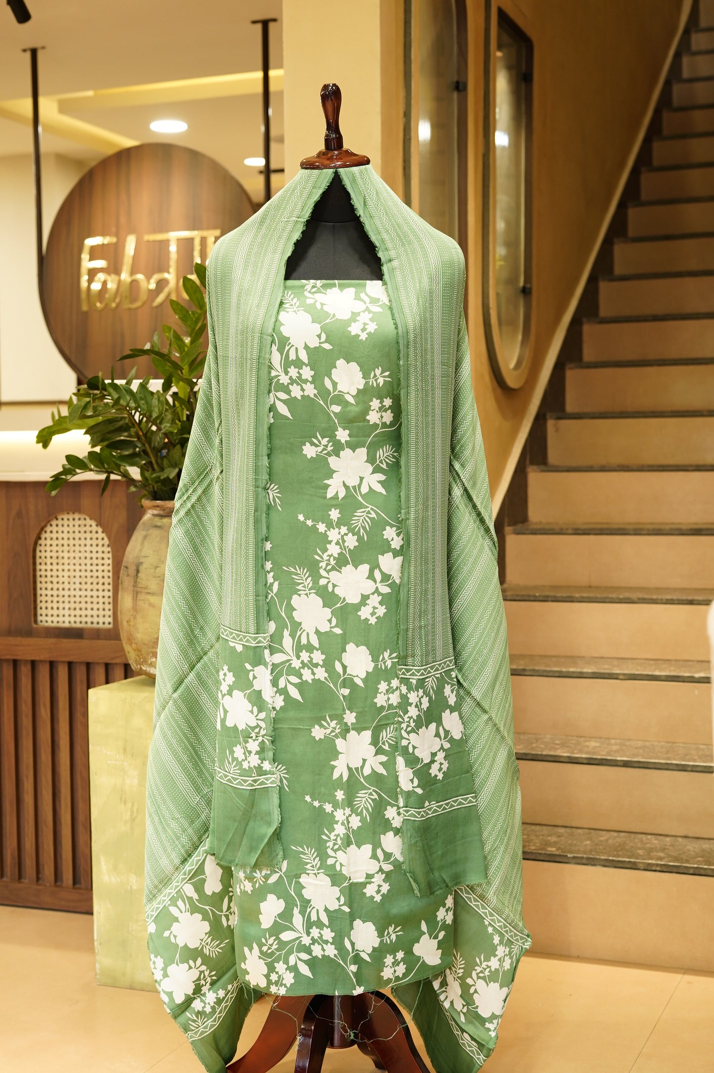 Green Modal Printed Suit