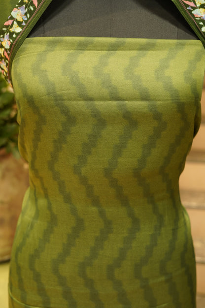 Green Modal Silk Printed Suit