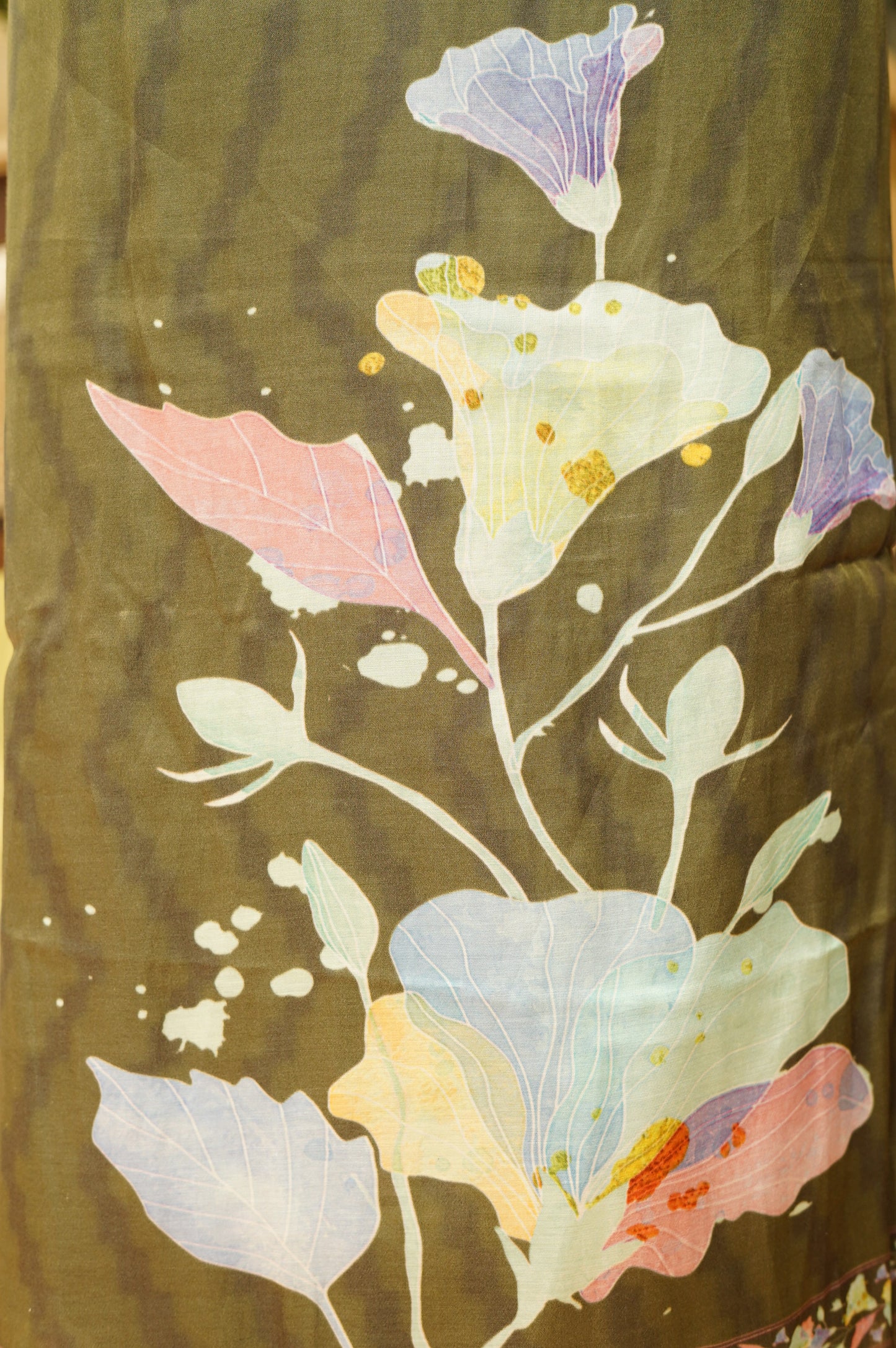 Green Modal Silk Printed Suit