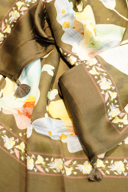 Green Modal Silk Printed Suit