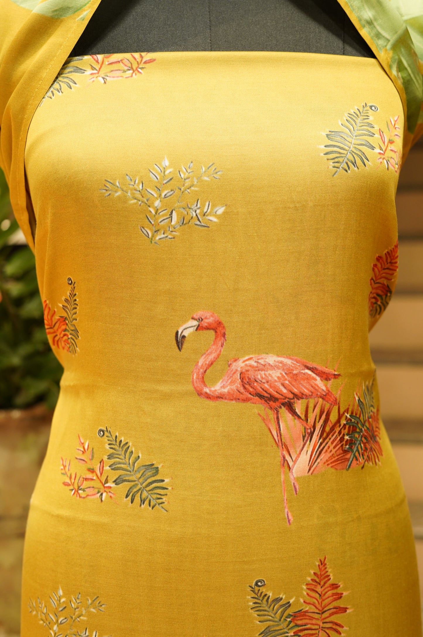 Mustard Modal Silk Printed Suit