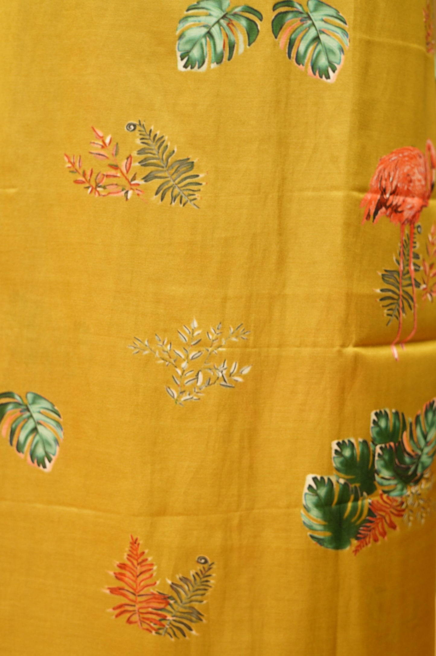 Mustard Modal Silk Printed Suit