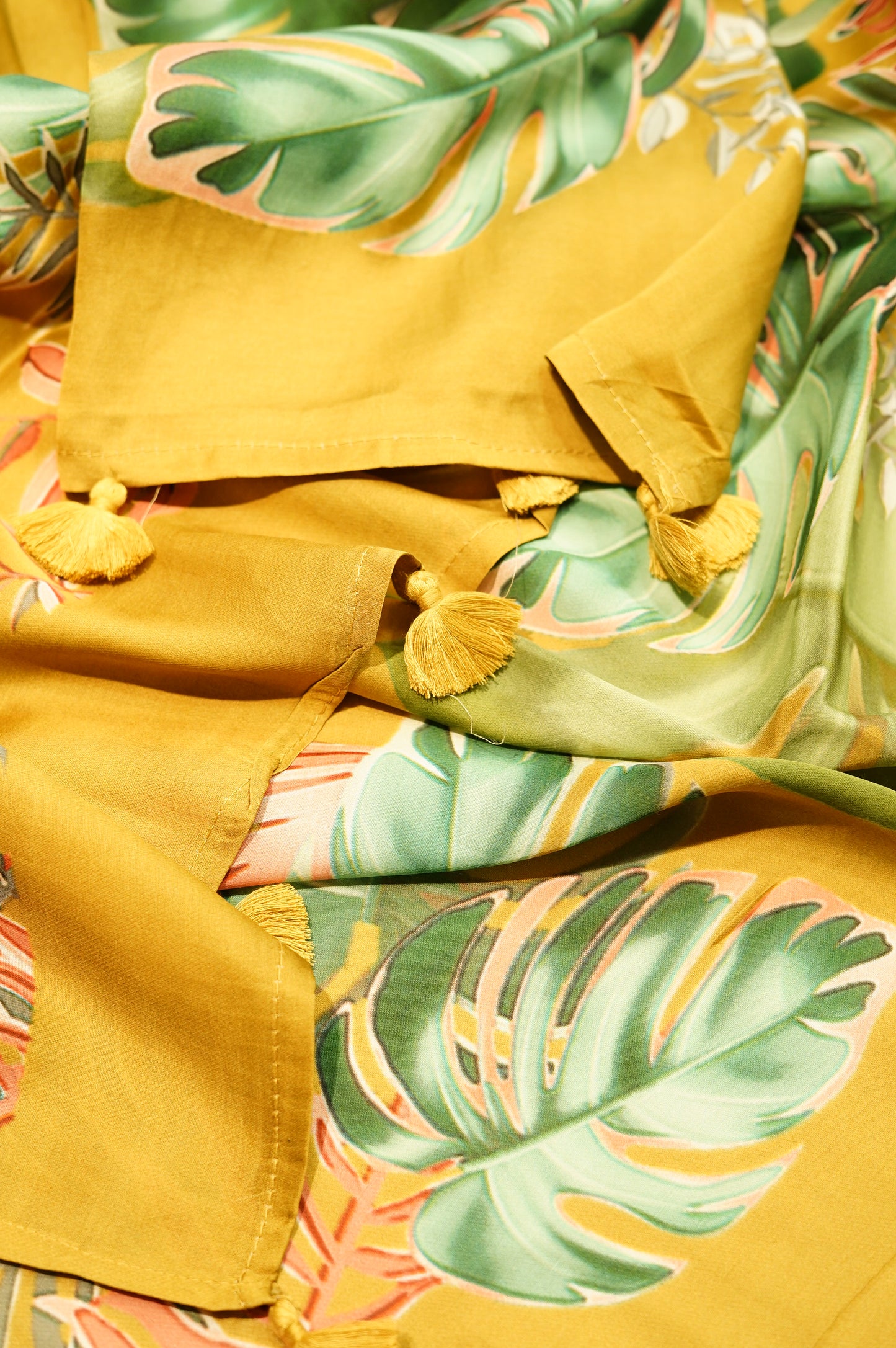 Mustard Modal Silk Printed Suit