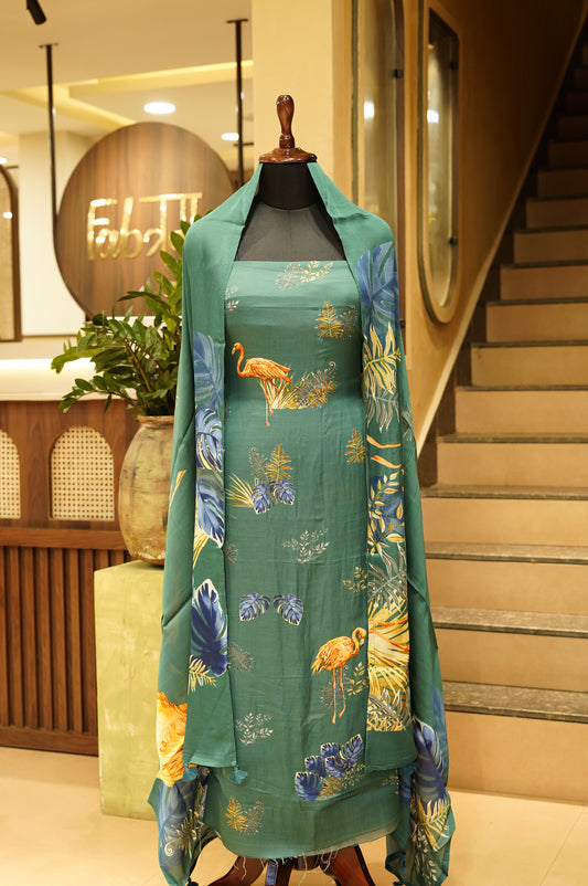 Rama Green Modal Silk Printed Suit
