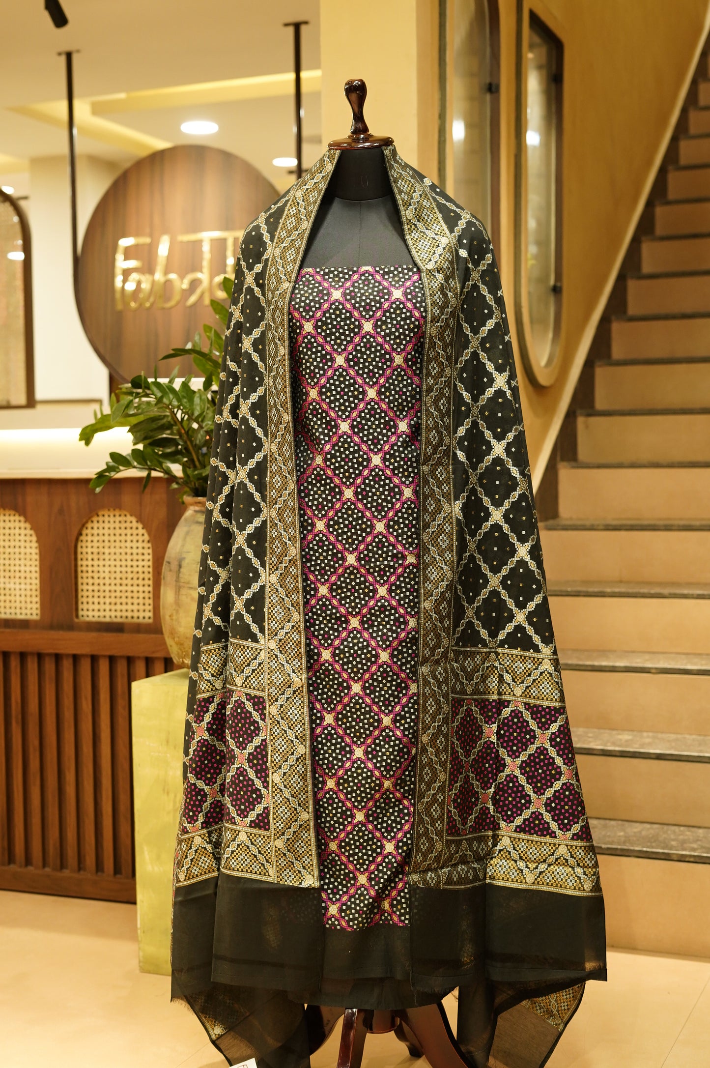 Black Chanderi Jacquard Suit