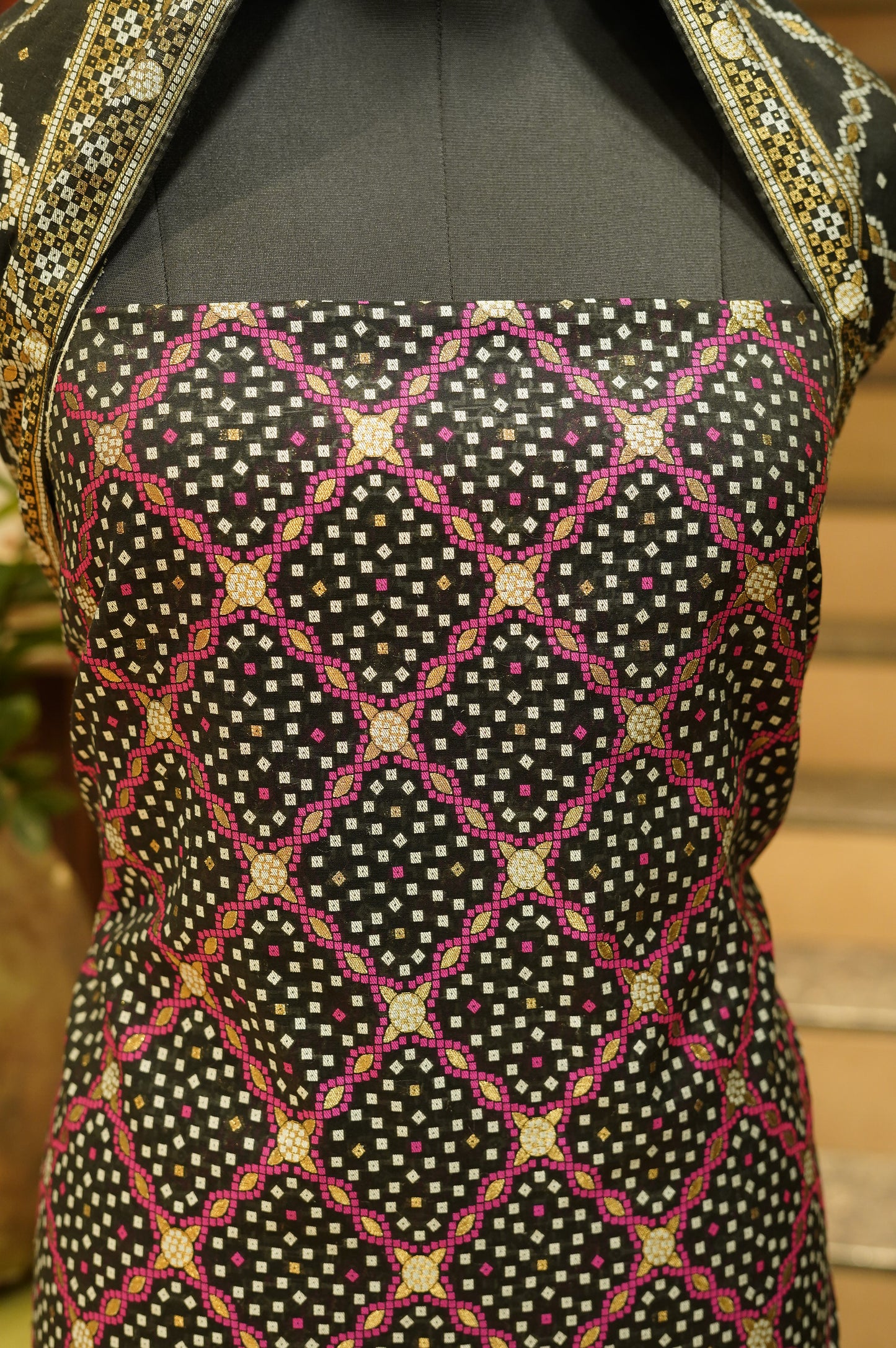 Black Chanderi Jacquard Suit
