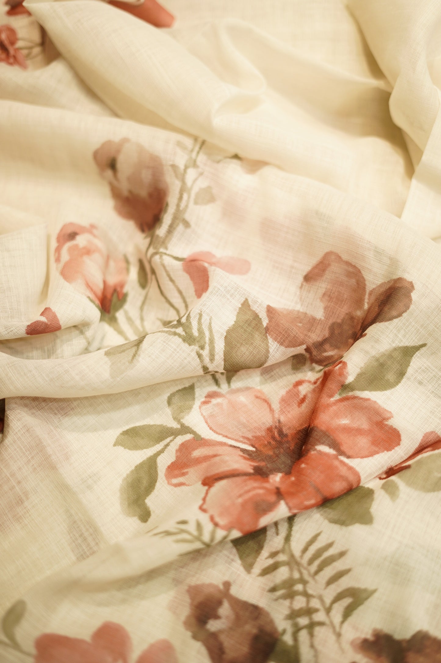 Off White Printed Linen Suit