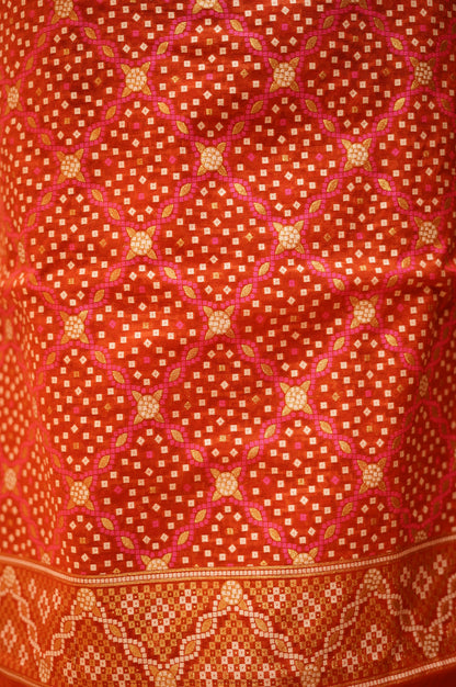 Red Jacquard Chanderi Suit