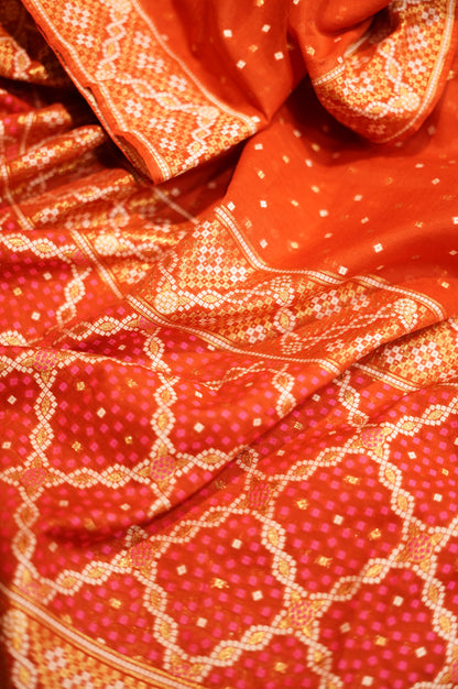 Red Jacquard Chanderi Suit